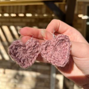 Crotchet heart earrings.